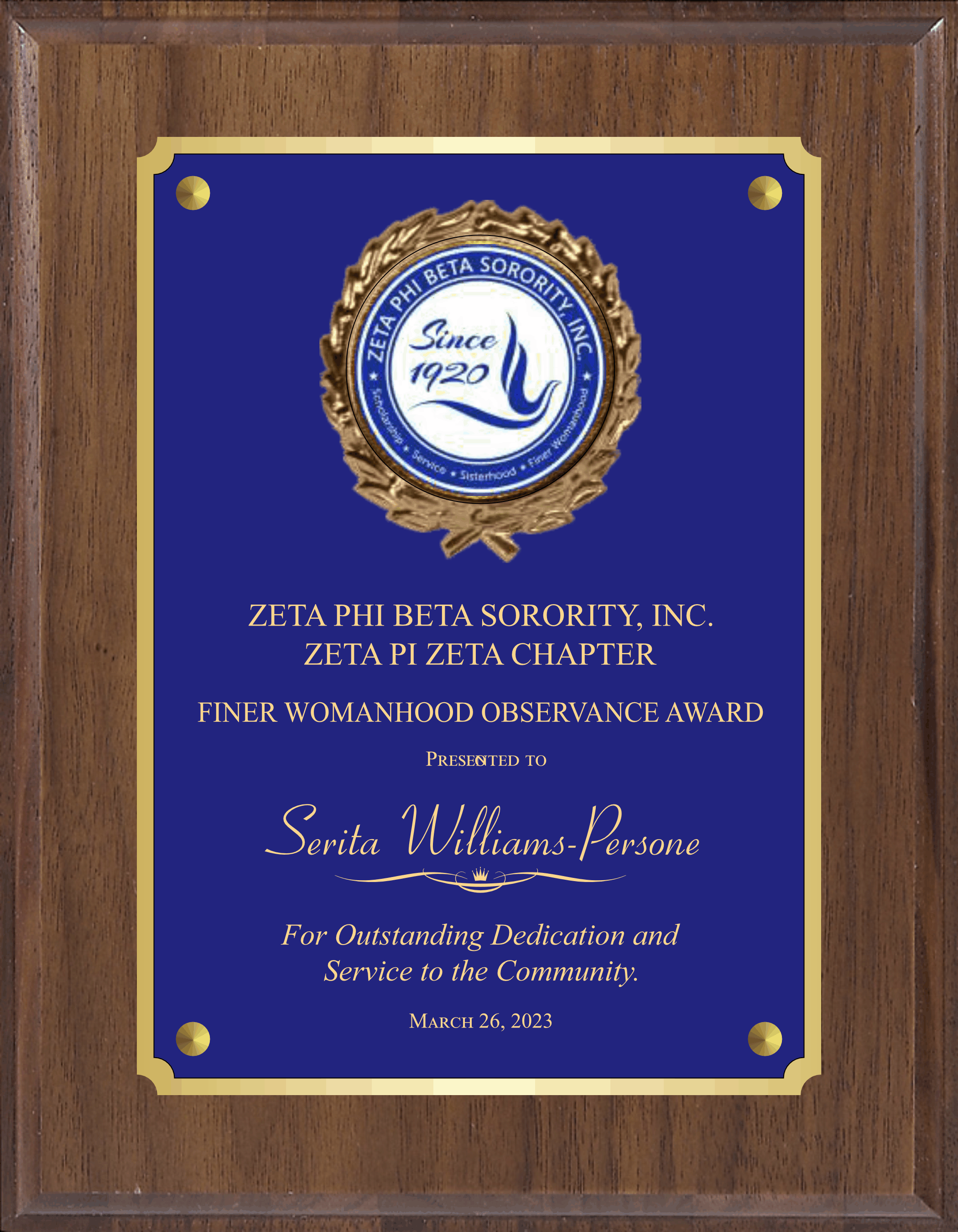 Solid Walnut Plaque