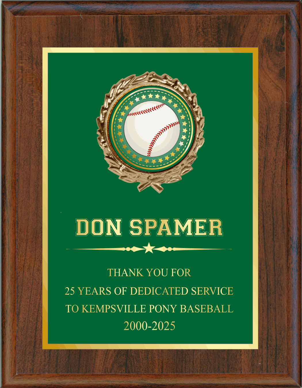 Plaque Mount On Simulated Walnut