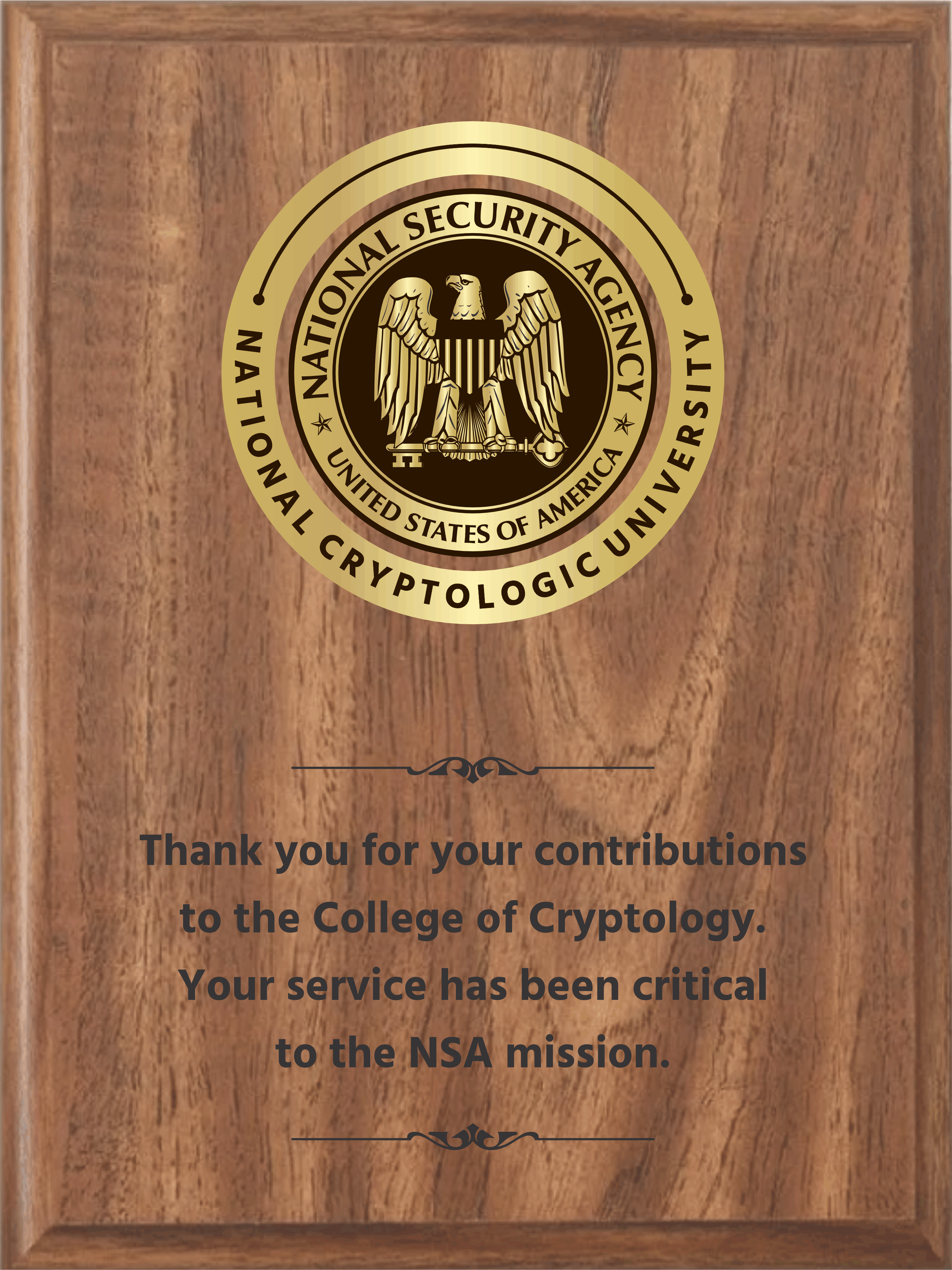 Walnut Plaque With Foil Highlights