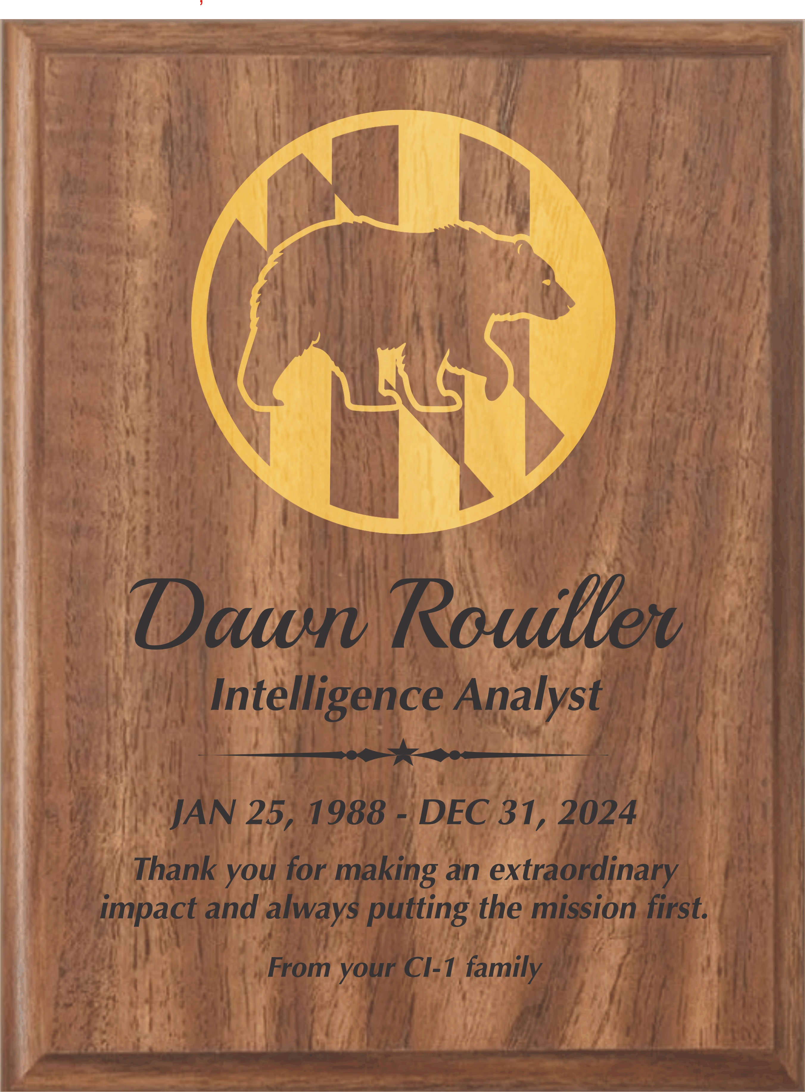 Walnut Plaque With Foil Highlights