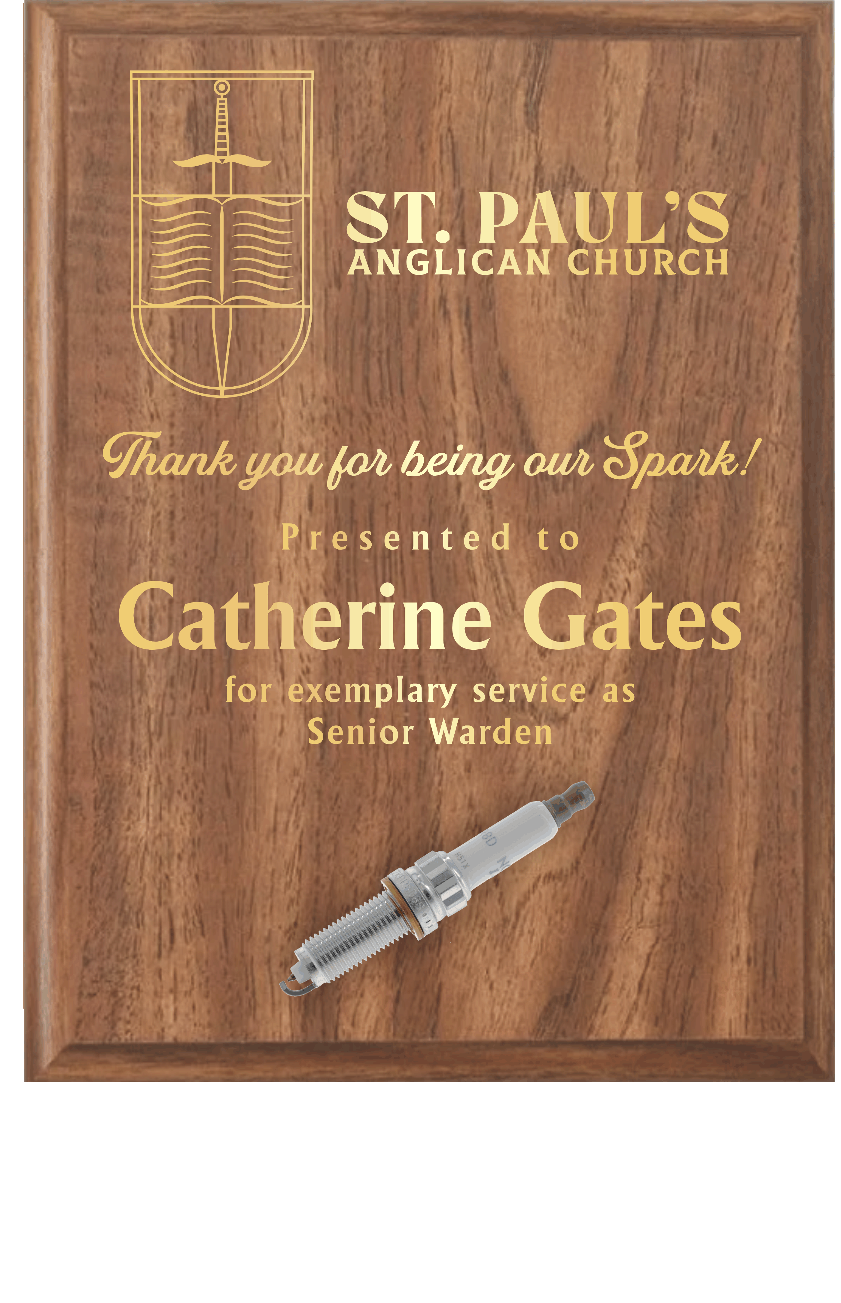 Walnut Plaque With Foil Highlights