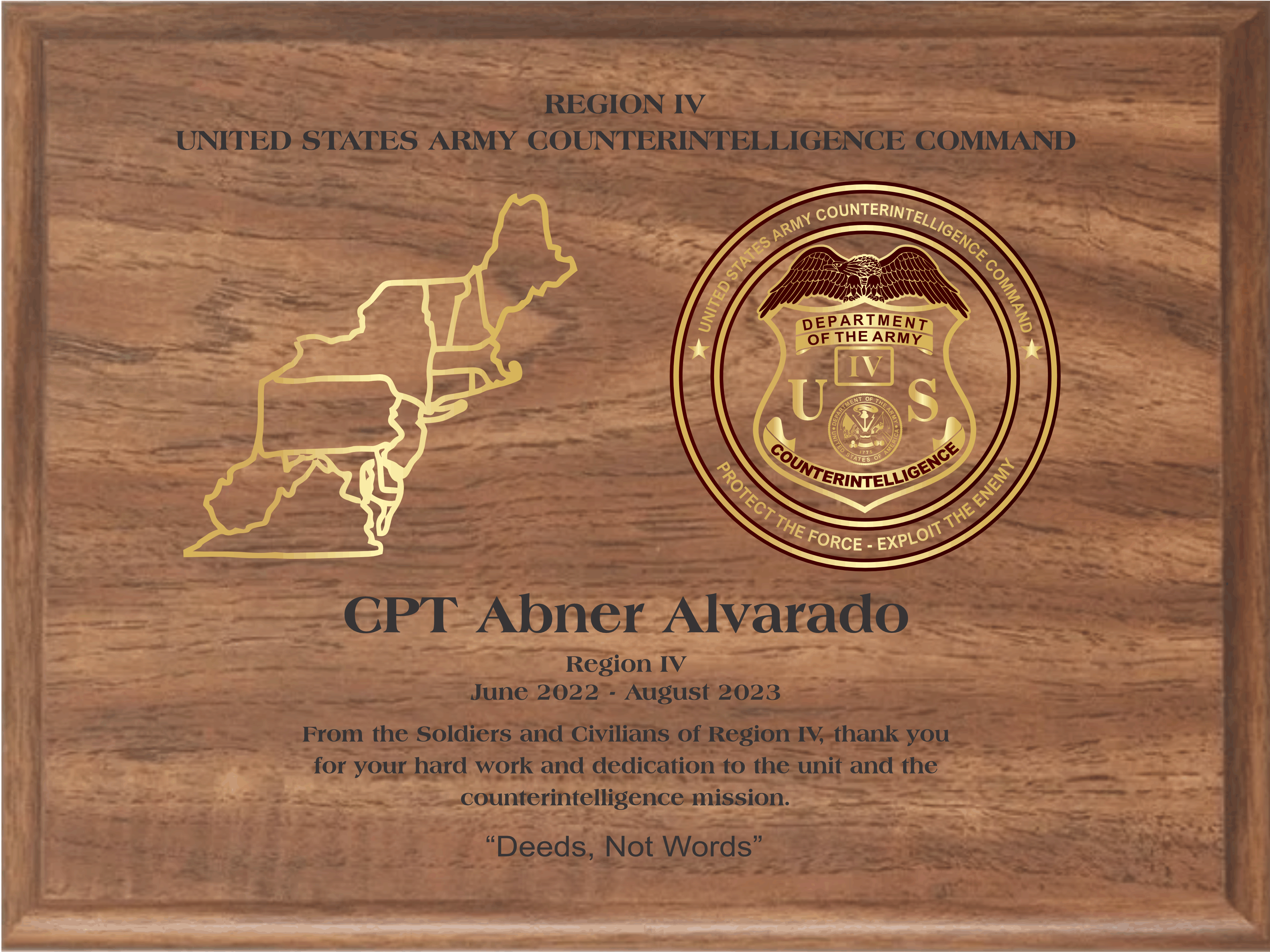 Walnut Plaque With Foil Highlights