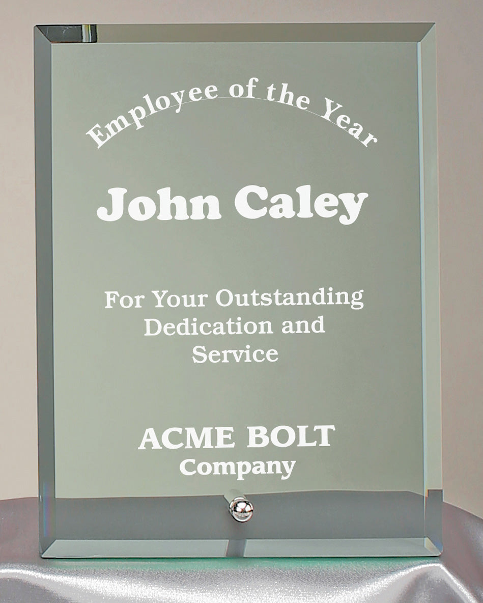 Jade Glass Portrait Plaque with Single Silver Peg Stand