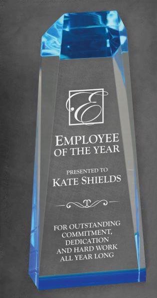 Acrylic Obelisk with Gold or Blue Accent