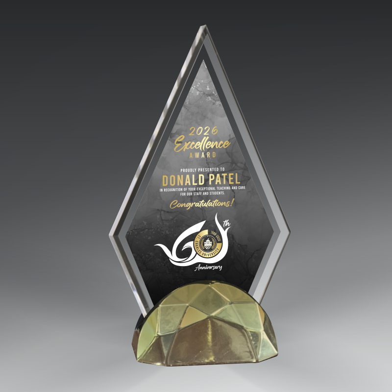 Acrylic Triangle in Metal Base