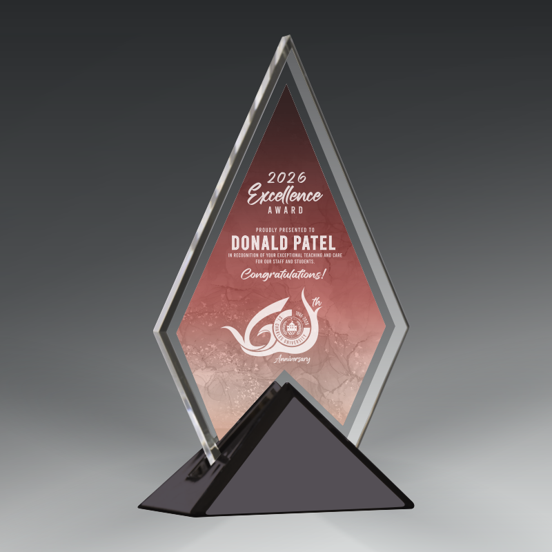 Acrylic Triangle in Metal Base