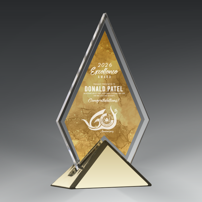 Acrylic Triangle in Metal Base