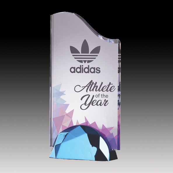 Jade Glass Digitally Printed with Bevels mounted in Metal Base