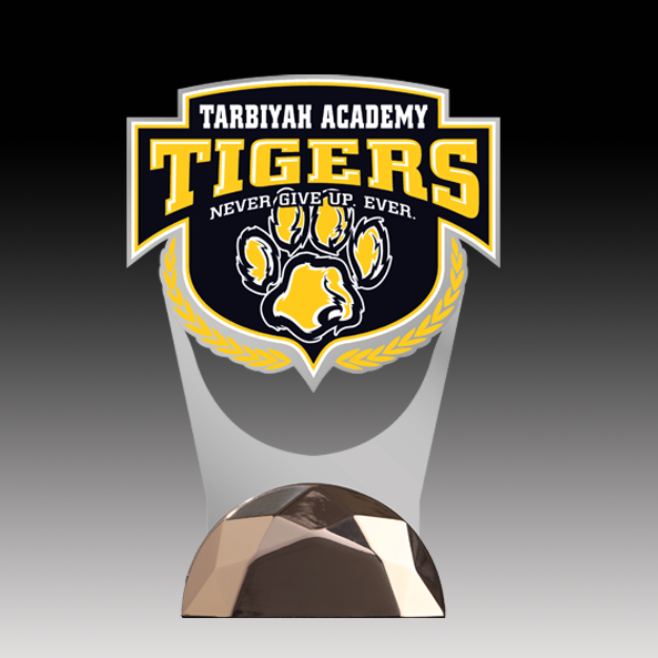 Jade Glass Digitally Printed with Bevels mounted in Metal Base