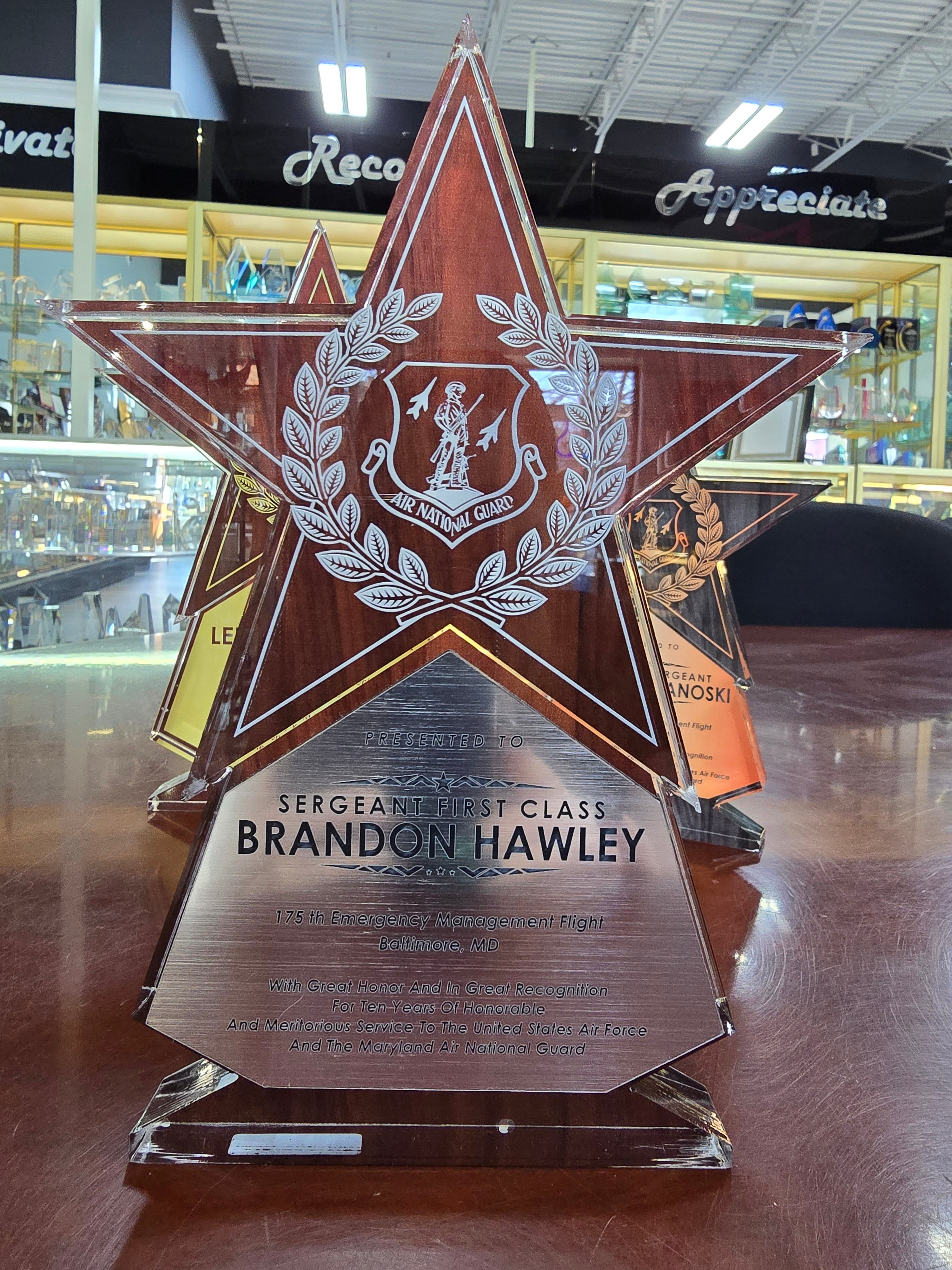 Freestanding Star Shaped Acrylic