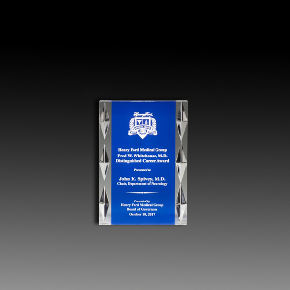 Acrylic Award With Blue Background And Jewel Accents