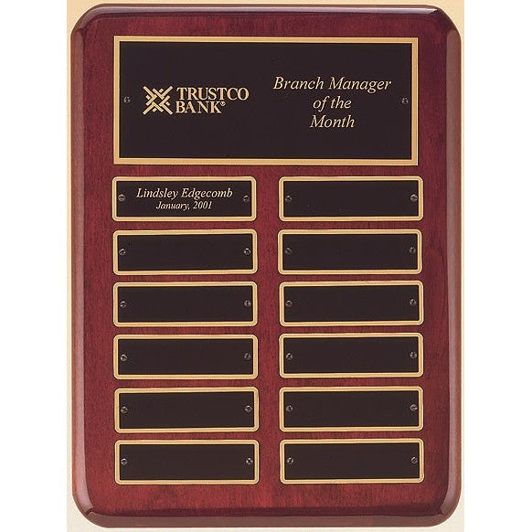 12 Plate Rosewood Perpetual Plaque