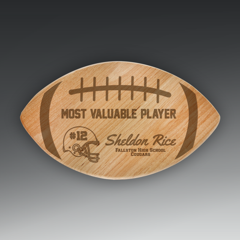 11" X 6 1/2" Alder Football Plaque