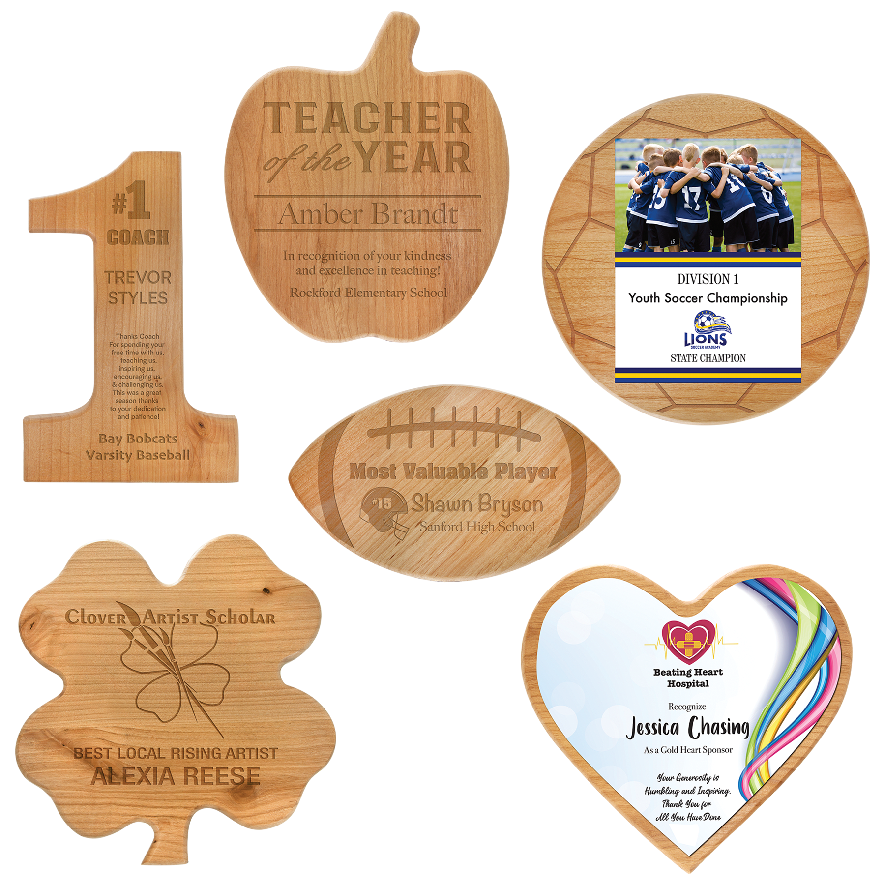 11" X 6 1/2" Alder Football Plaque