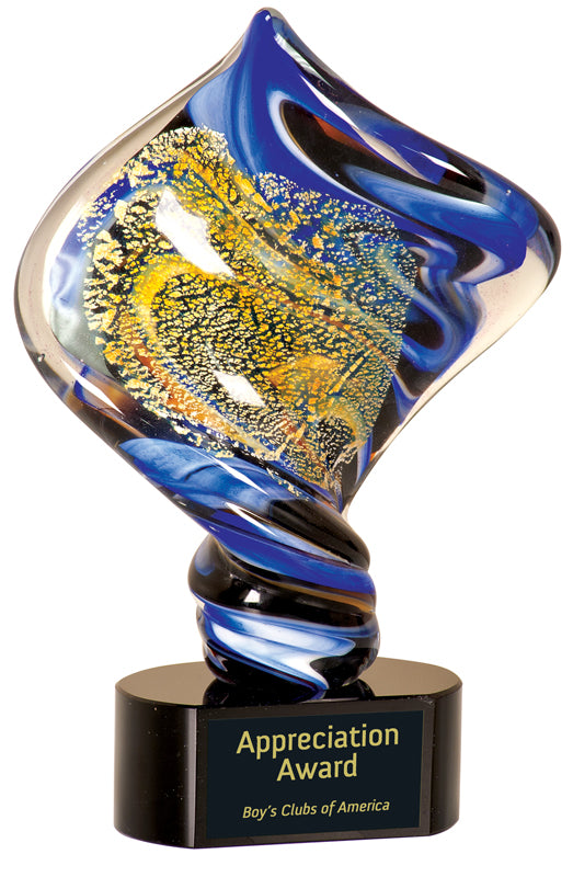 11.5" Diamond Twist Art Glass On Black Base