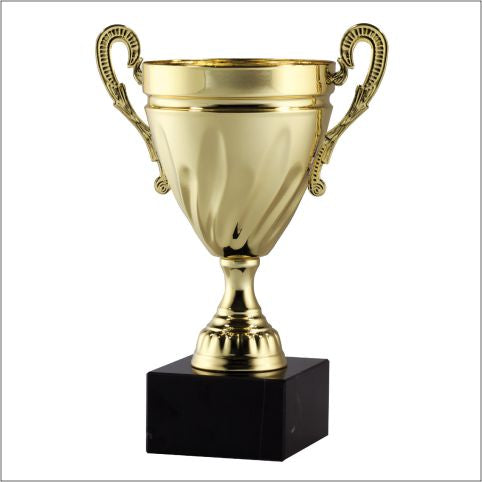 Assembled Metal Cup Gold On Genuine Black Marble Base