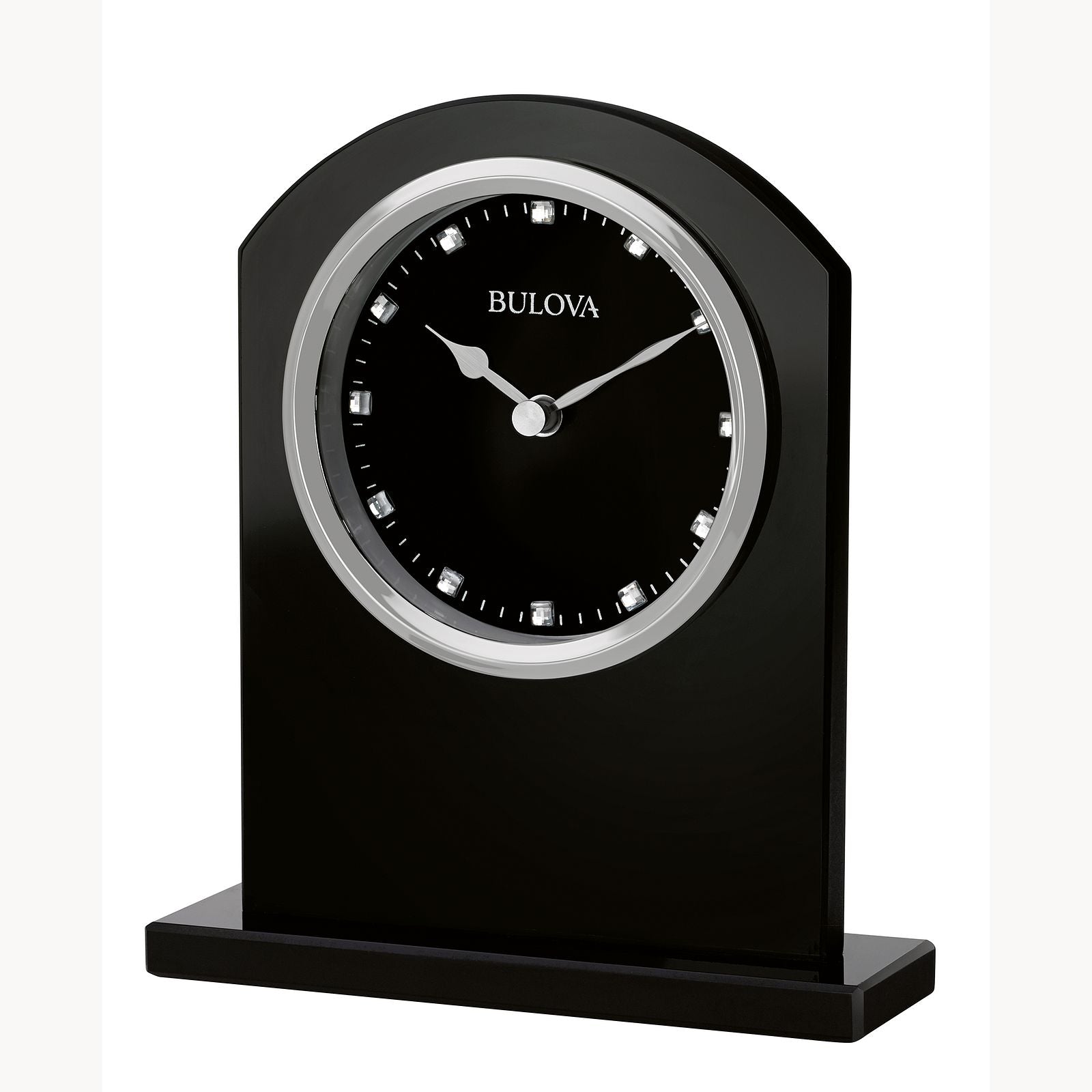 Ebony Crystal Bulova Contemporary Tabletop Clock
