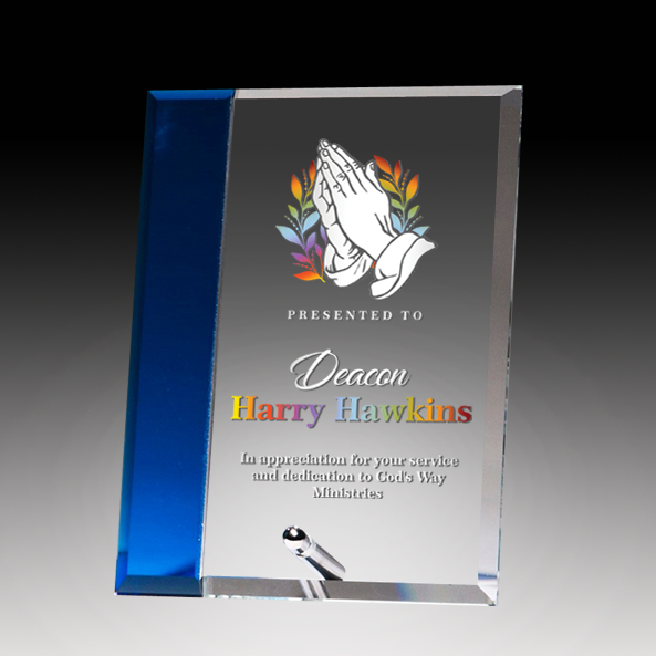 Economy Glass Plaque With Blue Accent