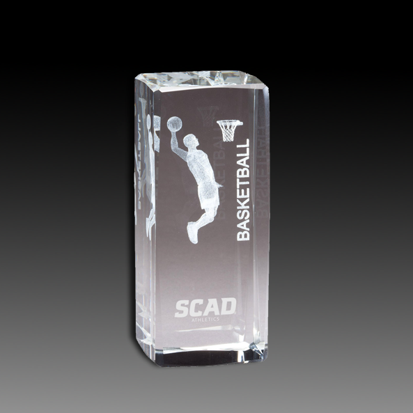 Crystal With 3-D Sports Image