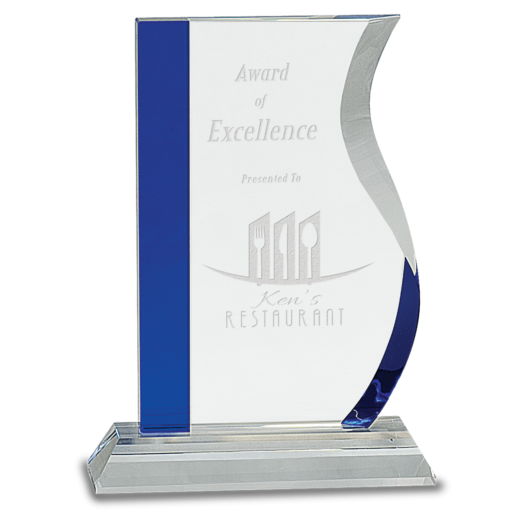 Blue Edge Crystal Wave On Clear Base