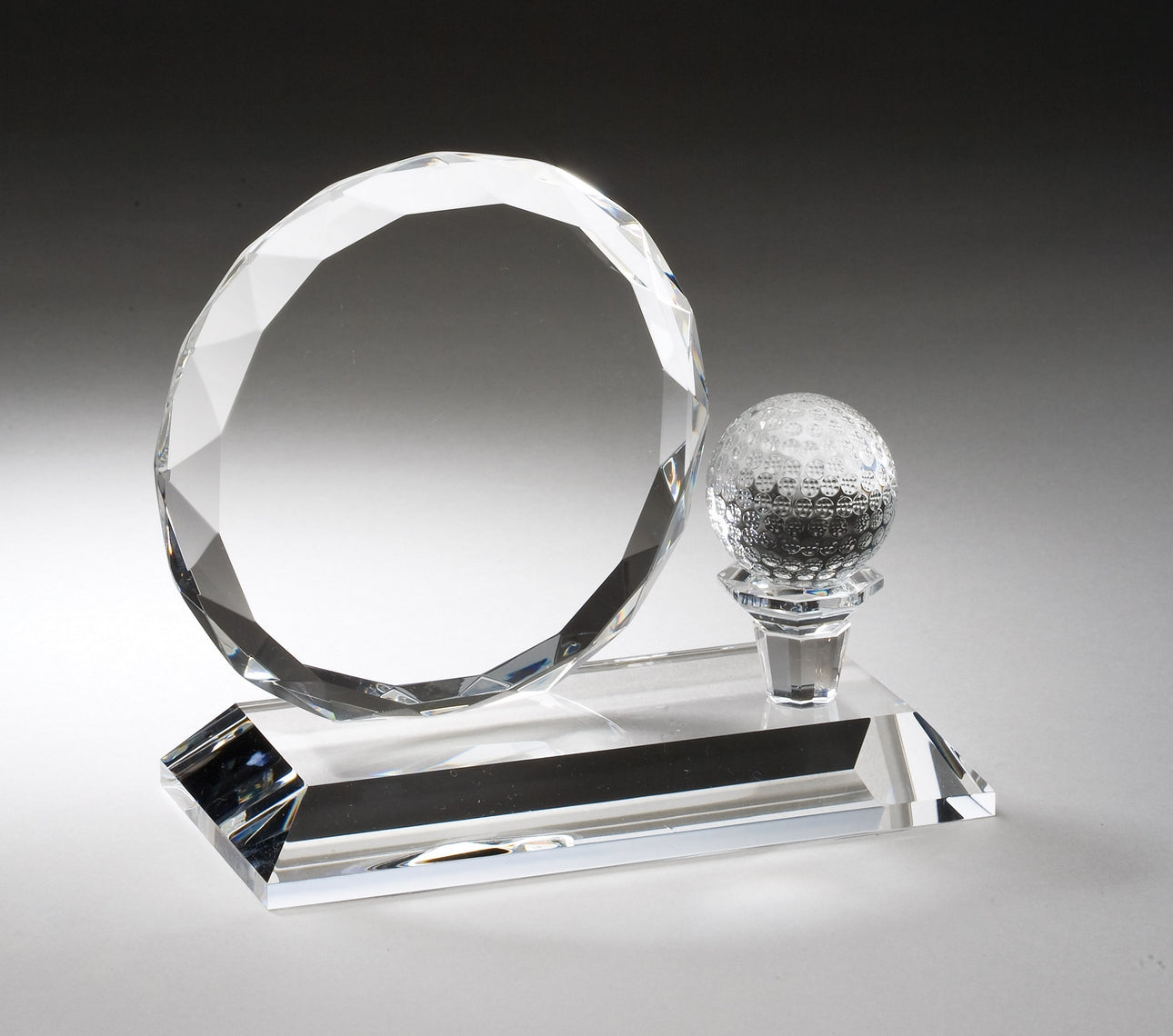 Crystal Golf Ball And Faceted Circle 6" X 5¼"