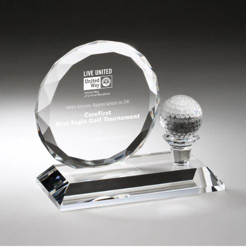 Crystal Golf Ball And Faceted Circle