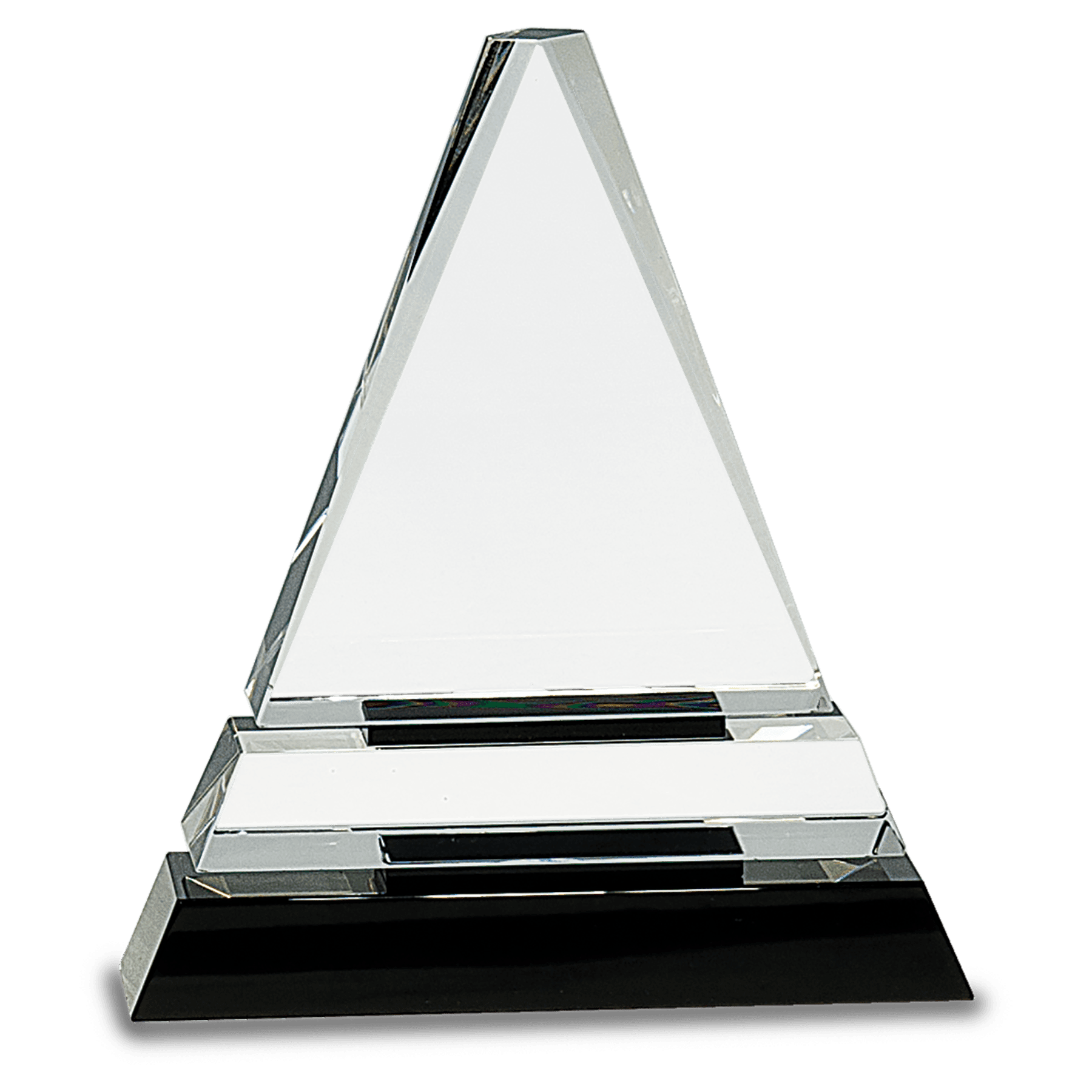 Clear Crystal Triangle On Black Crystal Pedestal Base