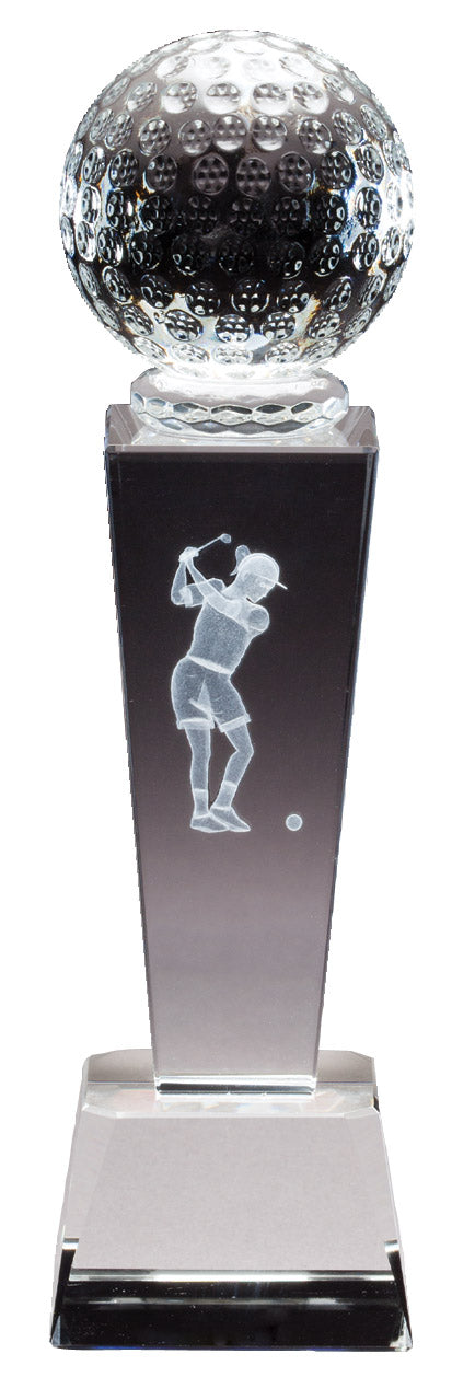 Crystal W/ Lasered Female Golfer Inside 8.75"
