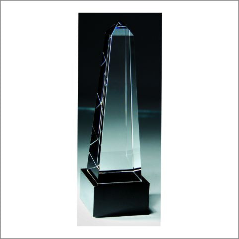 Crystal Obelisk Award On Black Base