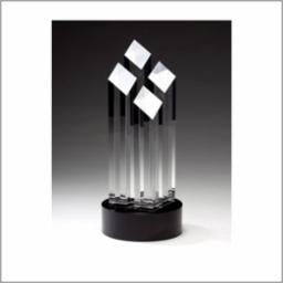 4 Diamond Shape Towers On Black Base 4" X 9"