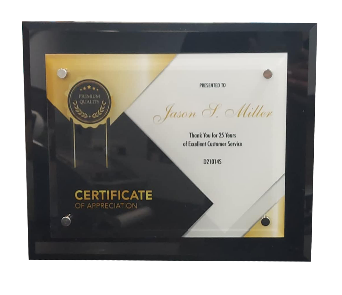 Black Glass Plaque - Raised Glass