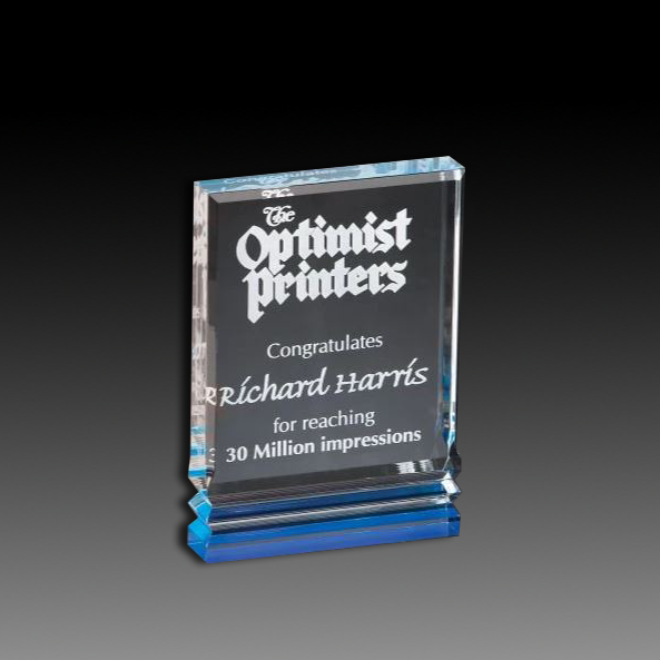 Blue Acrylic Rectangle With Ribbed Base