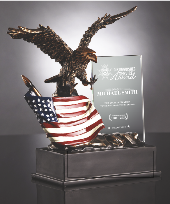 Eagle with Flag and Glass