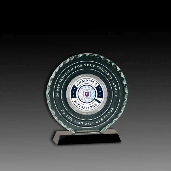 Round Facet Glass On Black Base