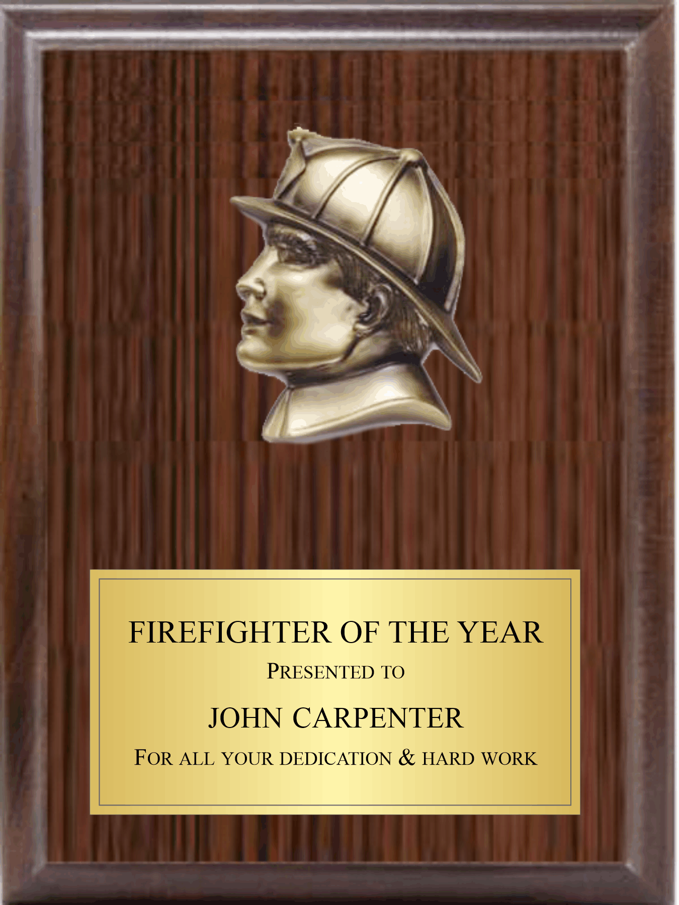 5" Fireman Profile On Plaque