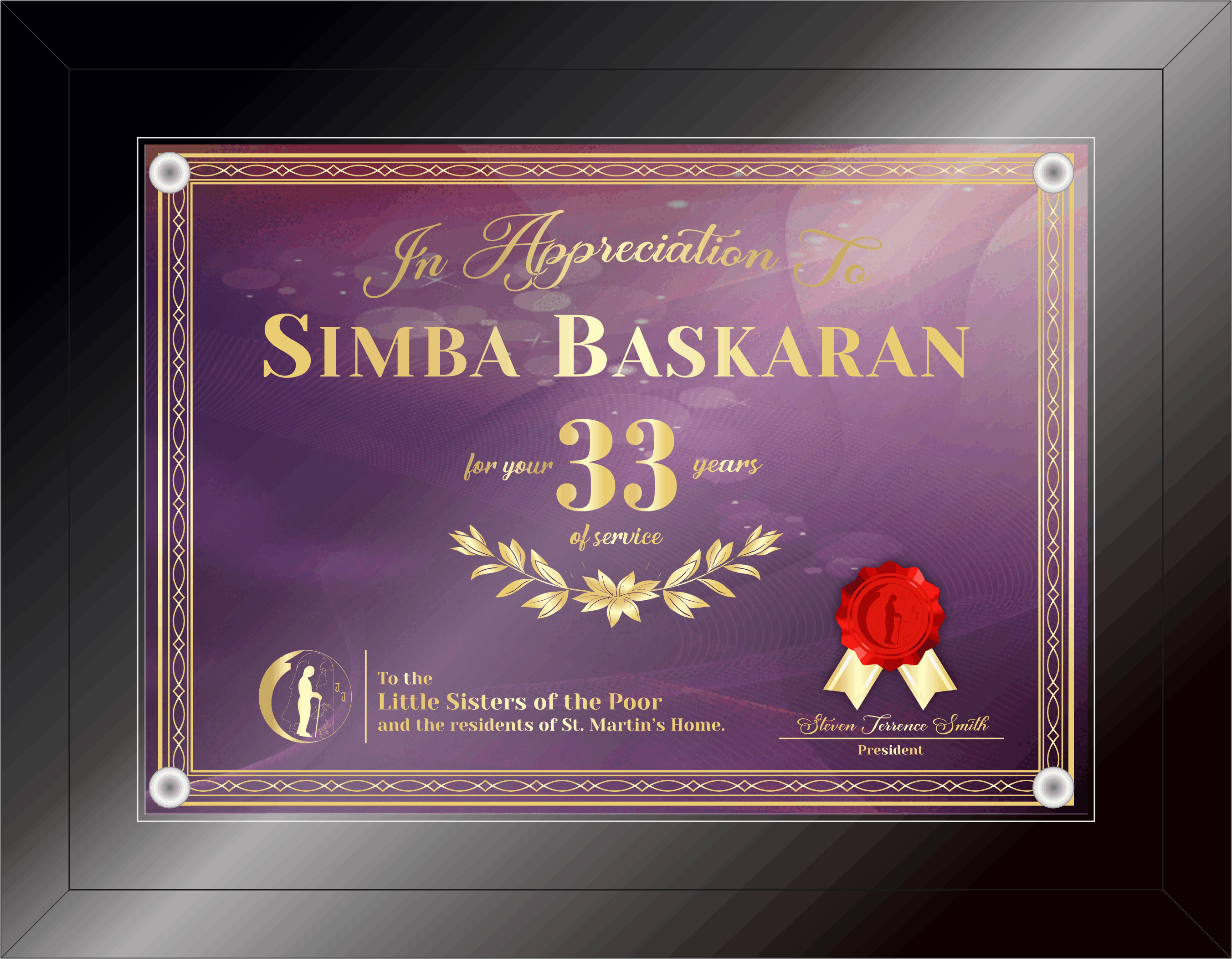 Black Glass Plaque - Raised Glass