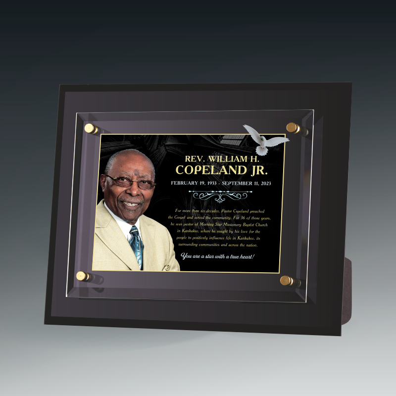 Black Glass Plaque - Raised Glass