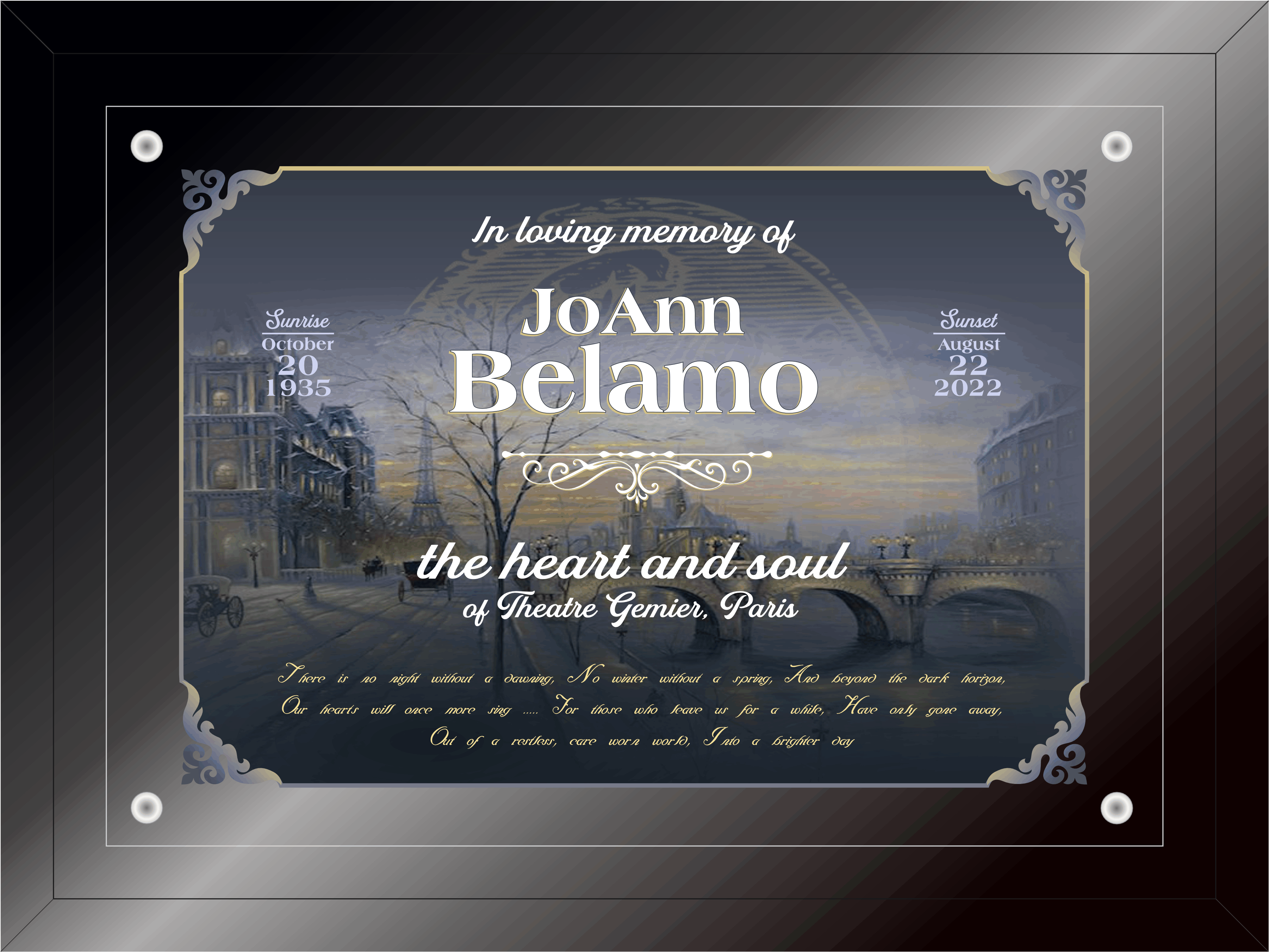 Black Glass Plaque - Raised Glass