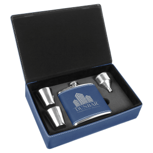 6 Oz. Laserable Leatherette Flask Gift Set