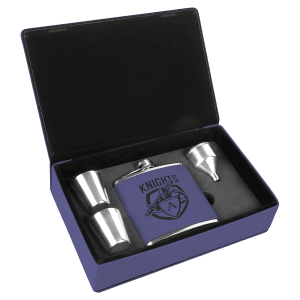 6 Oz. Laserable Leatherette Flask Gift Set
