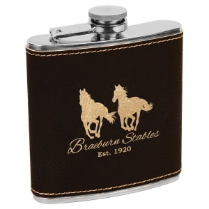 6 Oz. Laserable Leatherette Stainless Steel Flask
