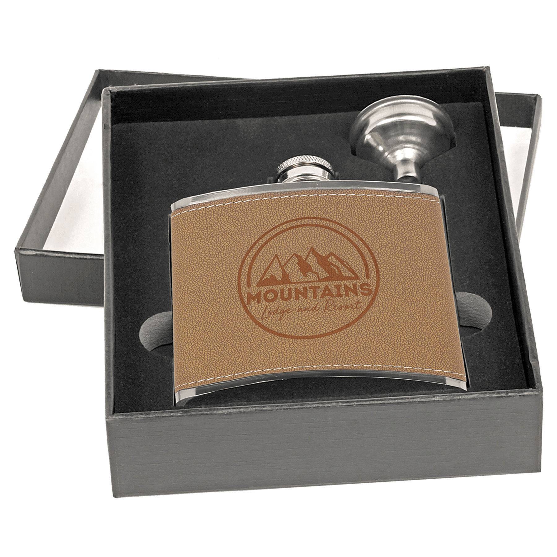 6 oz. Flask Set in Black Presentation Box