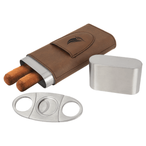 Laserable Leatherette Cigar Case With Cutter
