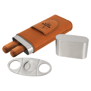Laserable Leatherette Cigar Case With Cutter