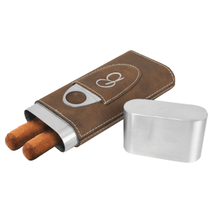 Laserable Leatherette Cigar Case With Cutter