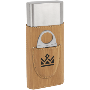 Laserable Leatherette Cigar Case With Cutter