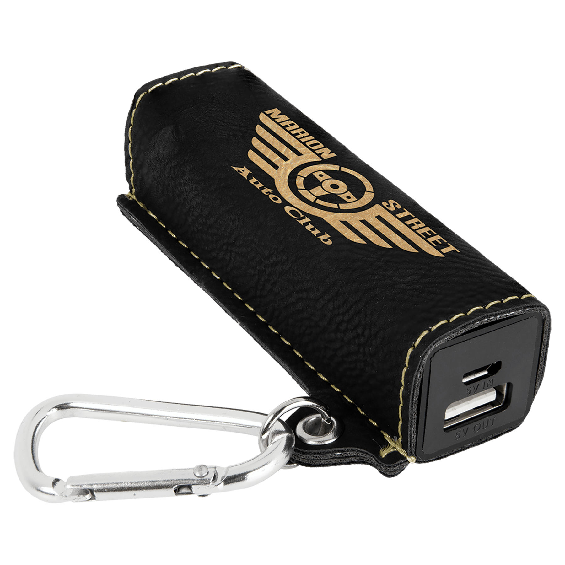 Laserable Leatherette 2200 Mah Power Bank With Usb Cord