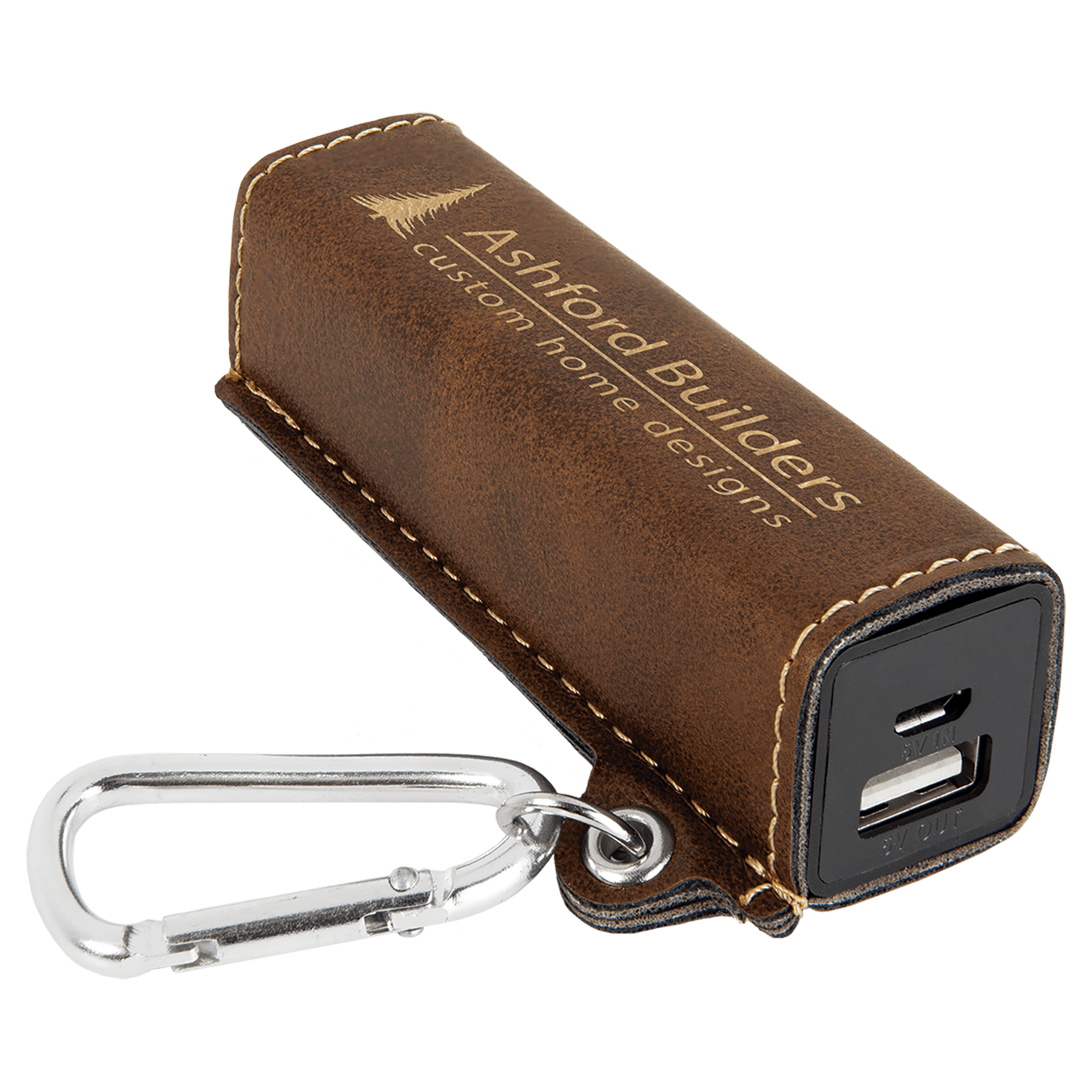 Laserable Leatherette 2200 Mah Power Bank With Usb Cord