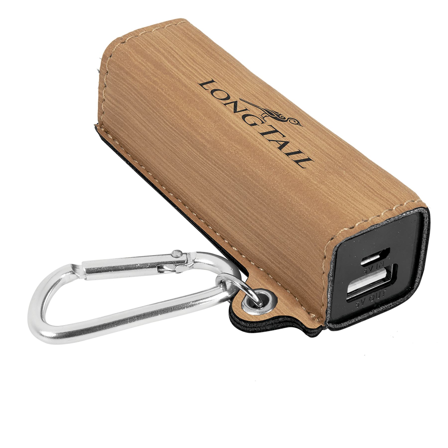 Laserable Leatherette 2200 Mah Power Bank With Usb Cord
