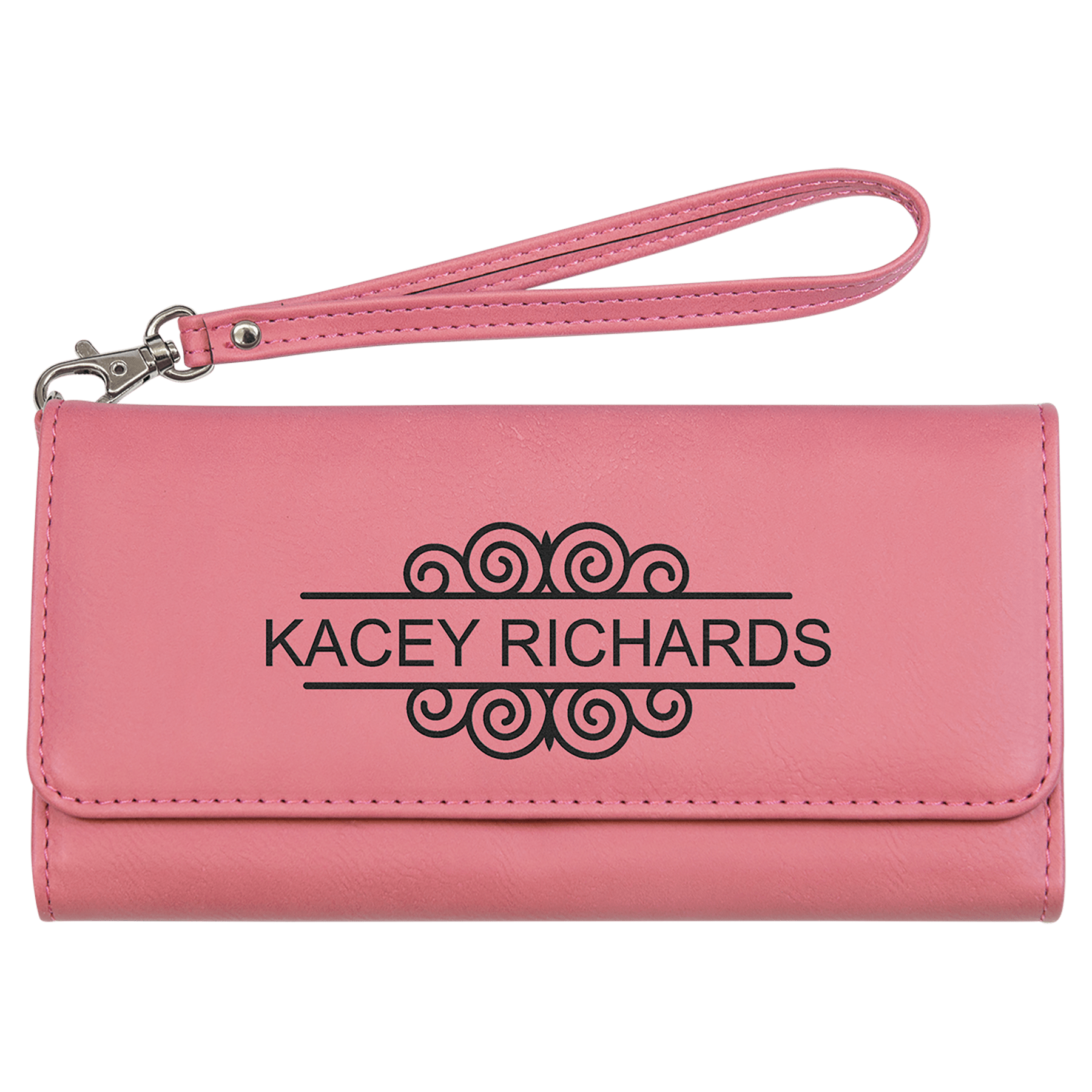 7 1/2" X 4" Laserable Leatherette Wallet With Strap